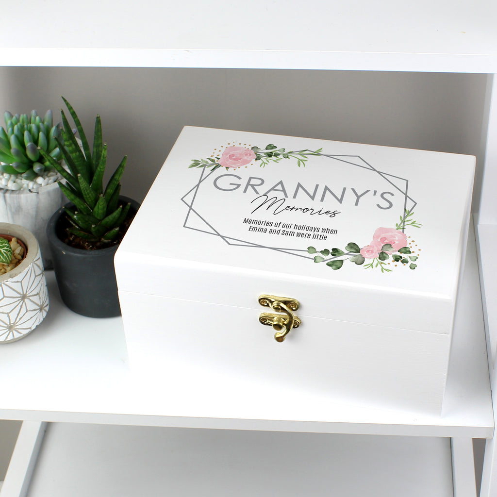 Personalised Abstract Rose White Wooden Keepsake Box | Trinket, Jewellery & Keepsake Boxes | Inspired Creative Gifts
