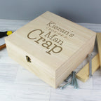 Personalised Box of Man Crap Large Wooden Keepsake Box | Father's Day Gift