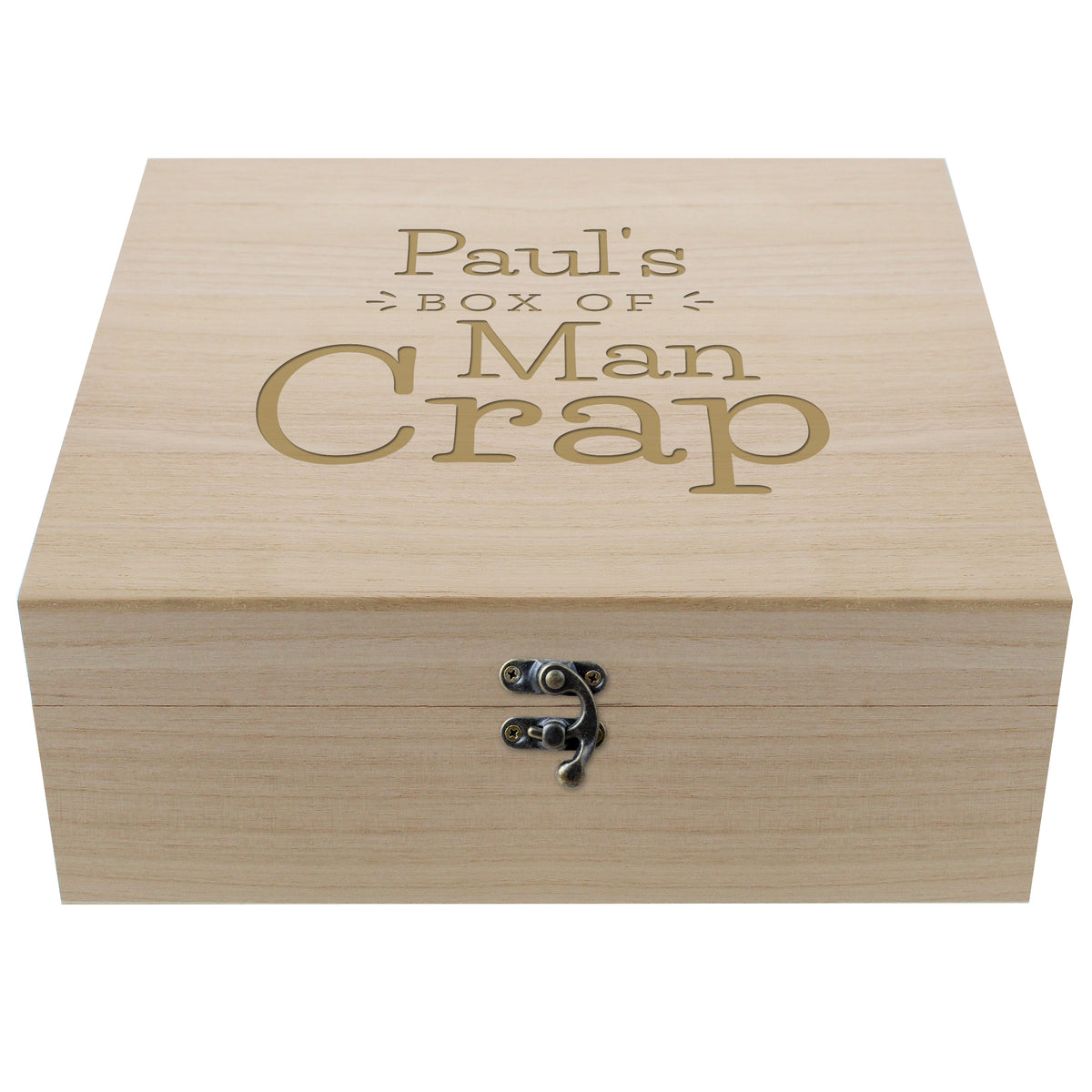 Personalised Box of Man Crap Large Wooden Keepsake Box | Father's Day Gift