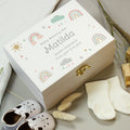 Personalised Rainbow White Wooden Keepsake Box | Storage