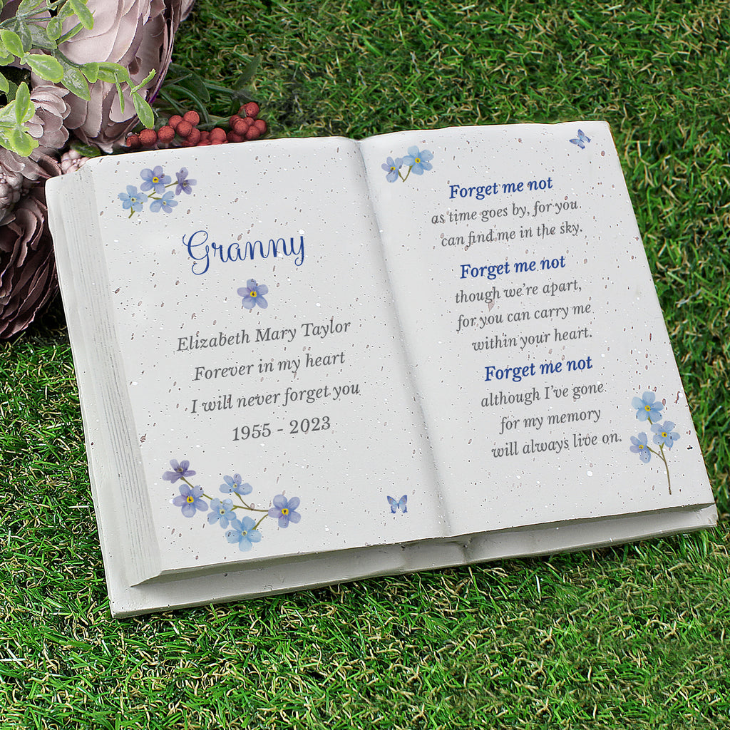 Personalised Forget Me Not Memorial Resin Book | Ornaments | Inspired Creative Gifts
