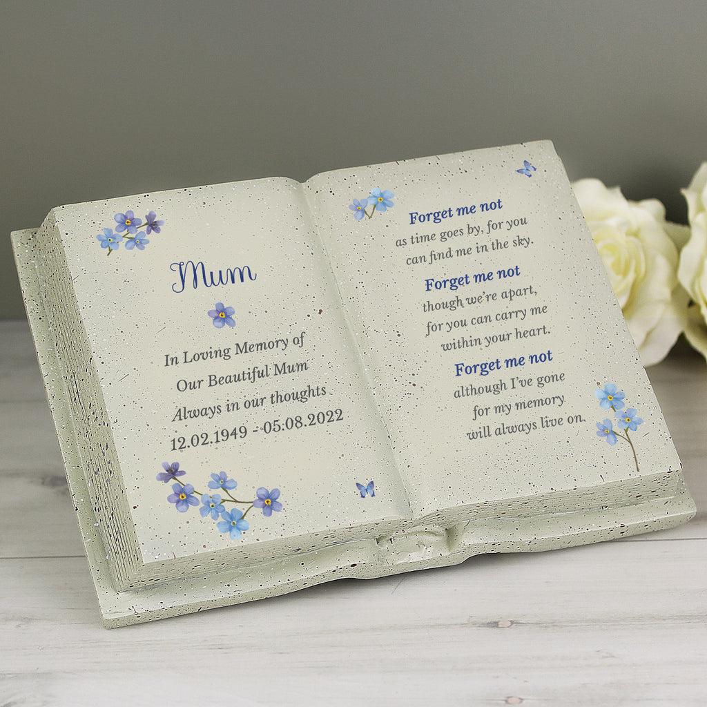 Personalised Forget Me Not Memorial Resin Book | Ornaments | Inspired Creative Gifts