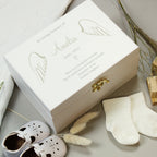 Personalised Angel Wings Memorial White Wooden Box | Storage | Memorial Gift