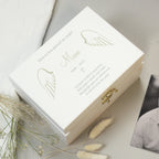 Personalised Angel Wings Memorial White Wooden Box | Storage | Memorial Gift