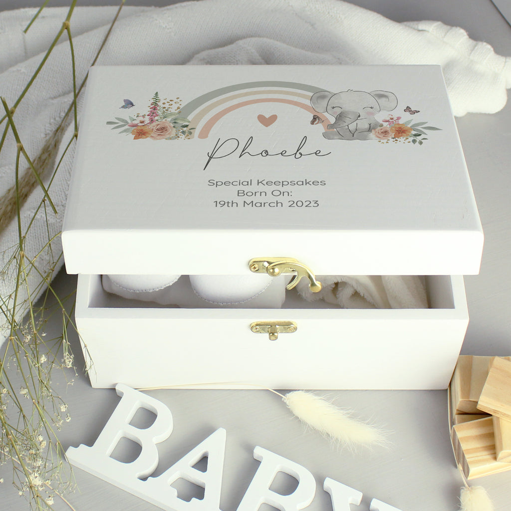Personalised Elephant Wooden Keepsake Box | Storage | Inspired Creative Gifts