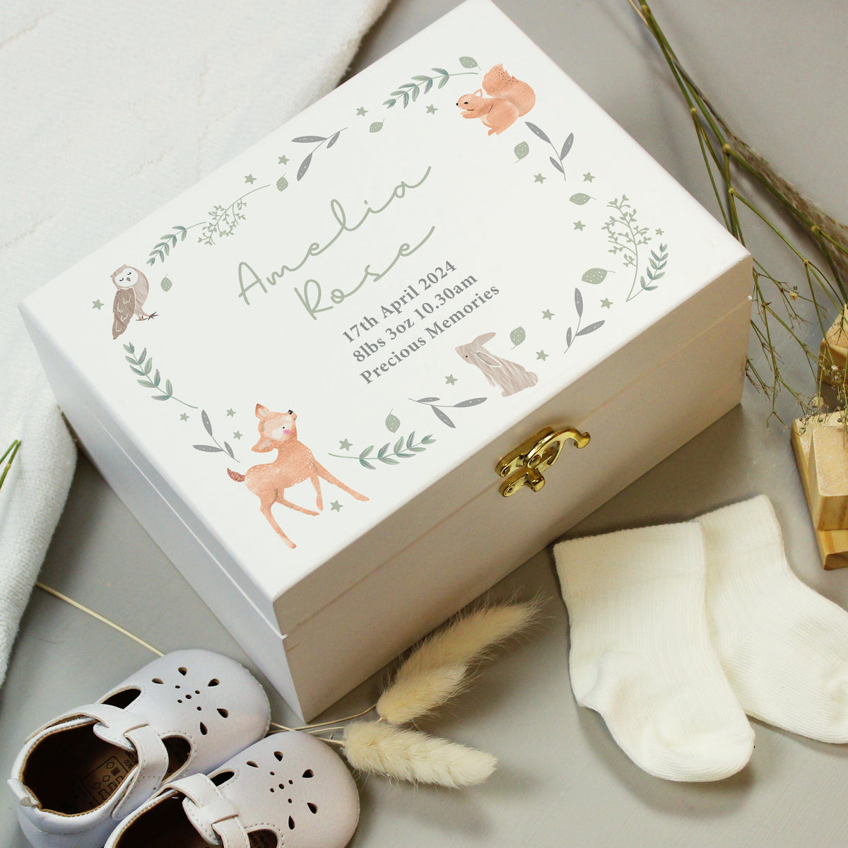 Personalised Woodland Animal Wooden Keepsake Box | Storage | Inspired Creative Gifts