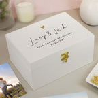 Personalised Gold Heart White Memory Box | Mother's Day Gift