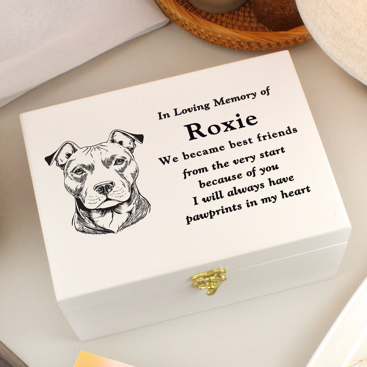 Personalised Dog Breed Memorial Small Keepsake Box | Wooden Box