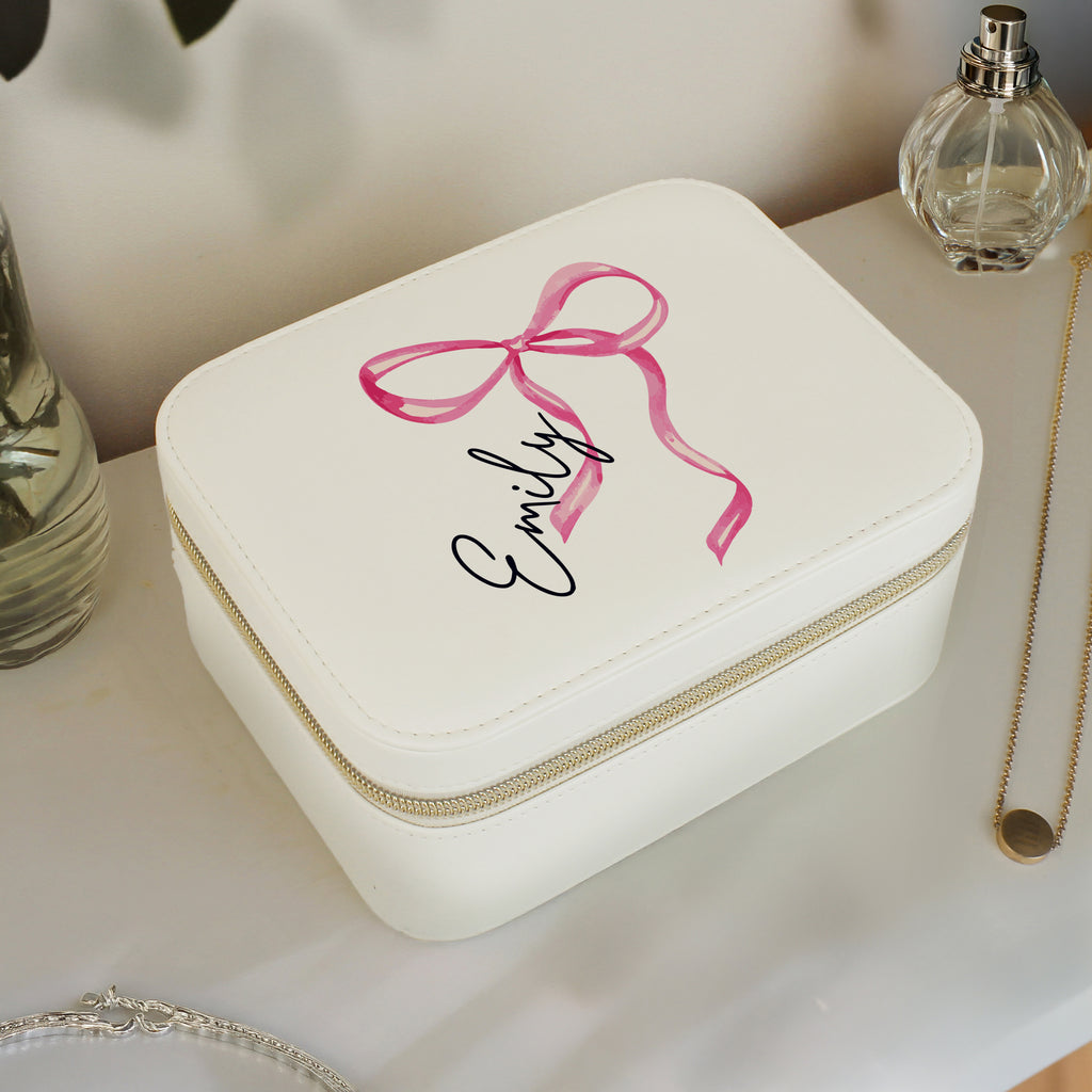Personalised Bow Leatherette Jewellery Box | Gift for Her