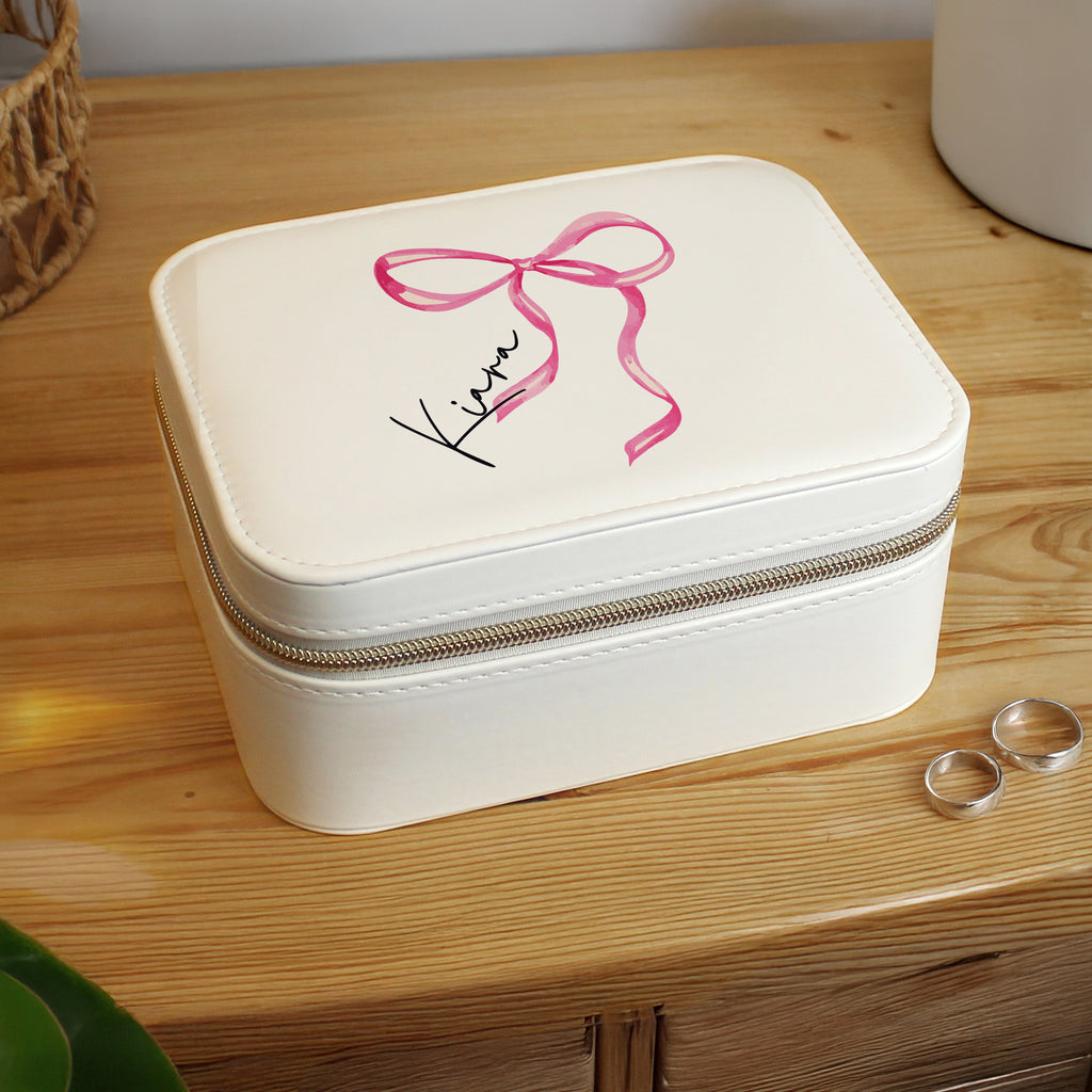 Personalised Bow Leatherette Jewellery Box | Gift for Her
