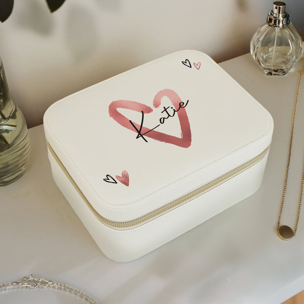 Personalised Heart Leatherette Jewellery Box | Gift for Her