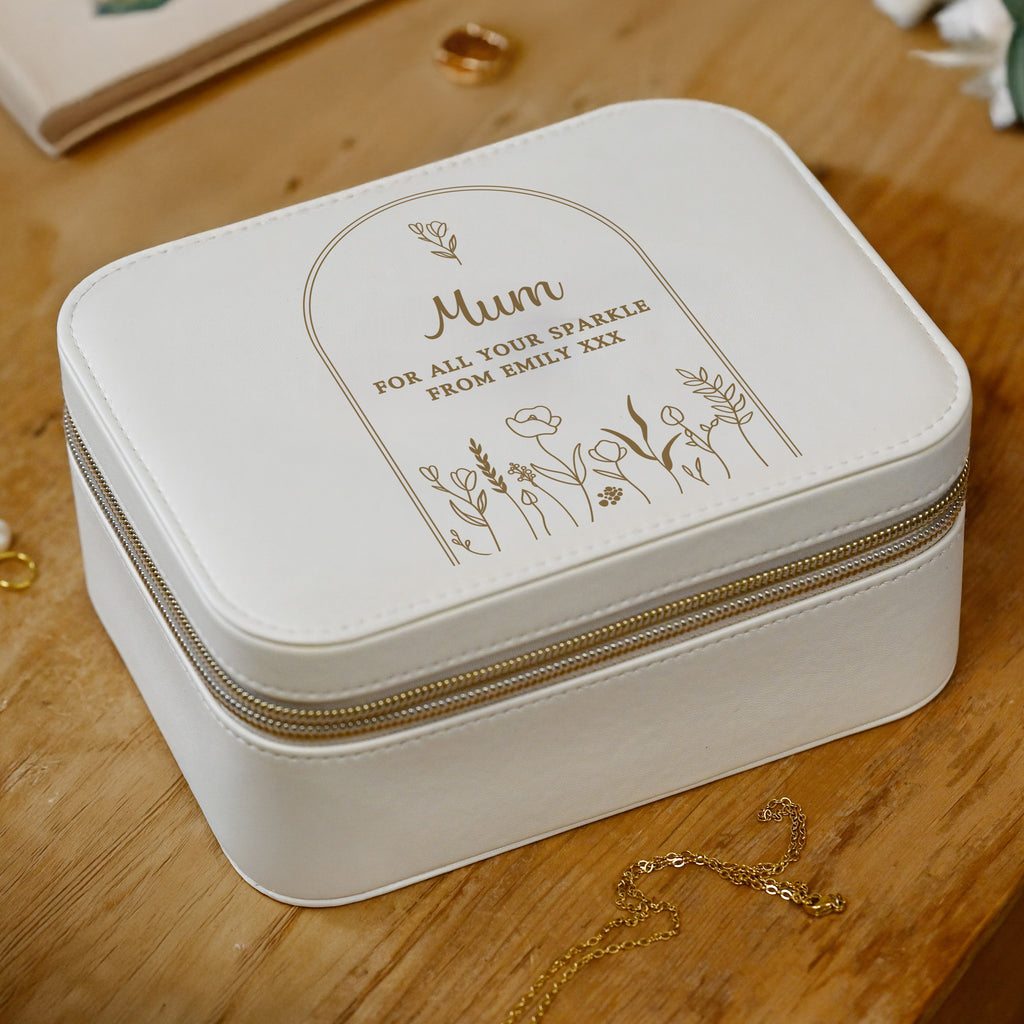 Personalised Floral Arch Leatherette Jewellery Box | Gift for Her