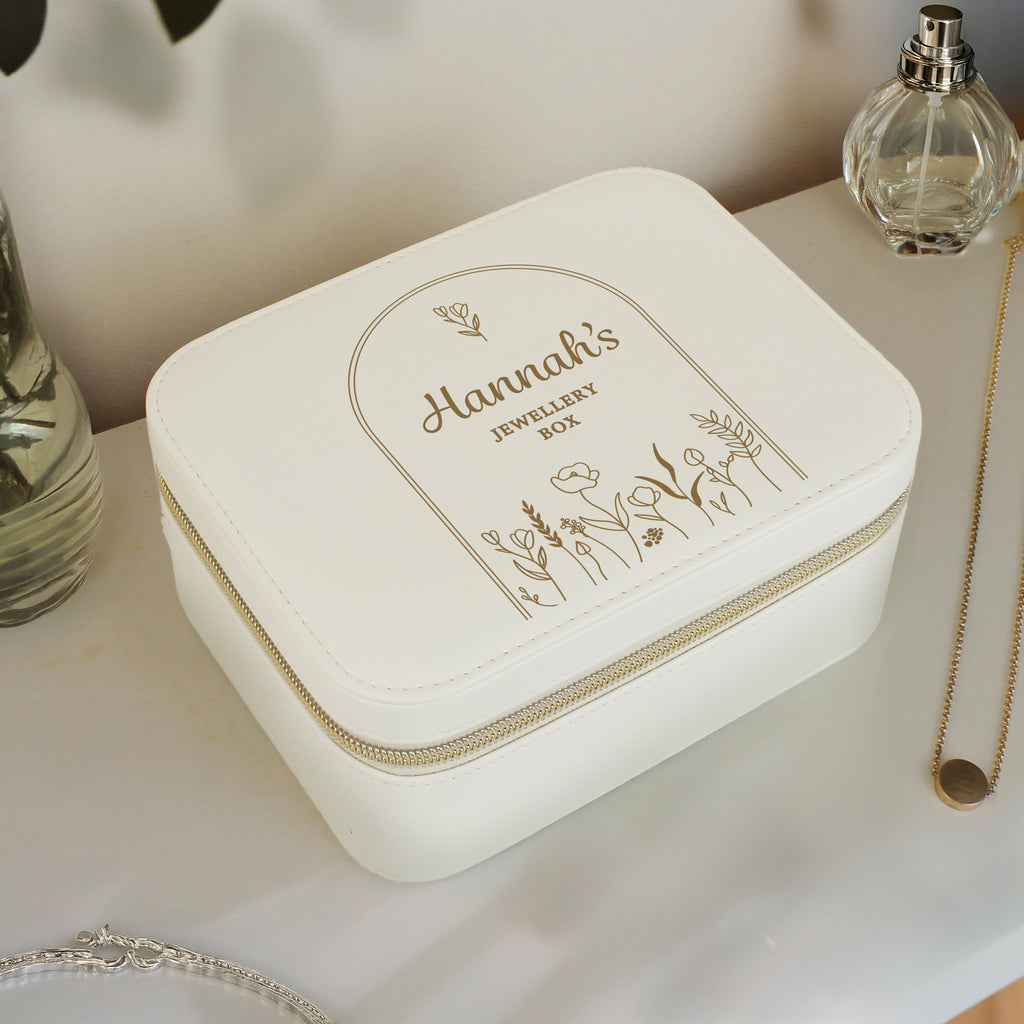 Personalised Floral Arch Leatherette Jewellery Box | Gift for Her