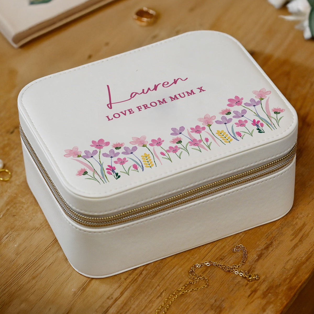 Personalised Floral Leatherette Jewellery Box | Gift for Her