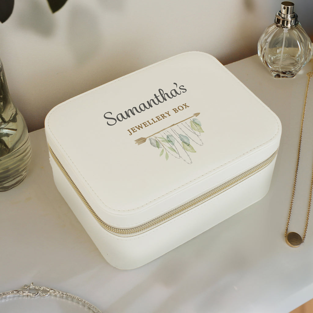 Personalised Botanical Leatherette Jewellery Box | Jewellery Storage & Trinket Boxes