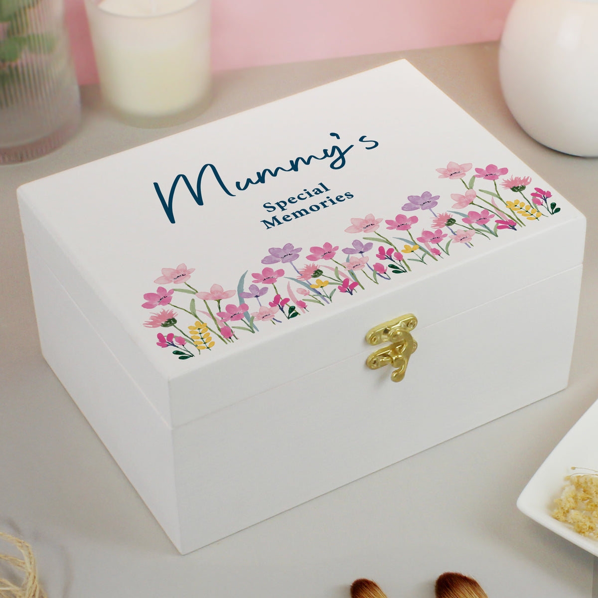 Personalised Floral Wooden Keepsake Box | Trinket, Jewellery & Keepsake Boxes | Mother's Day Gift