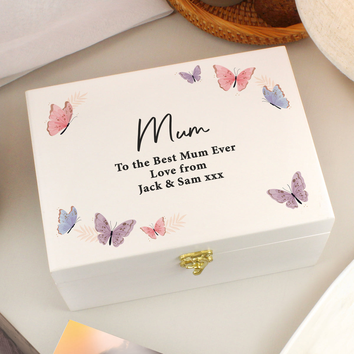 Personalised Butterfly Wooden Keepsake Box | Trinket, Jewellery & Keepsake Boxes | Mother's Day Gift
