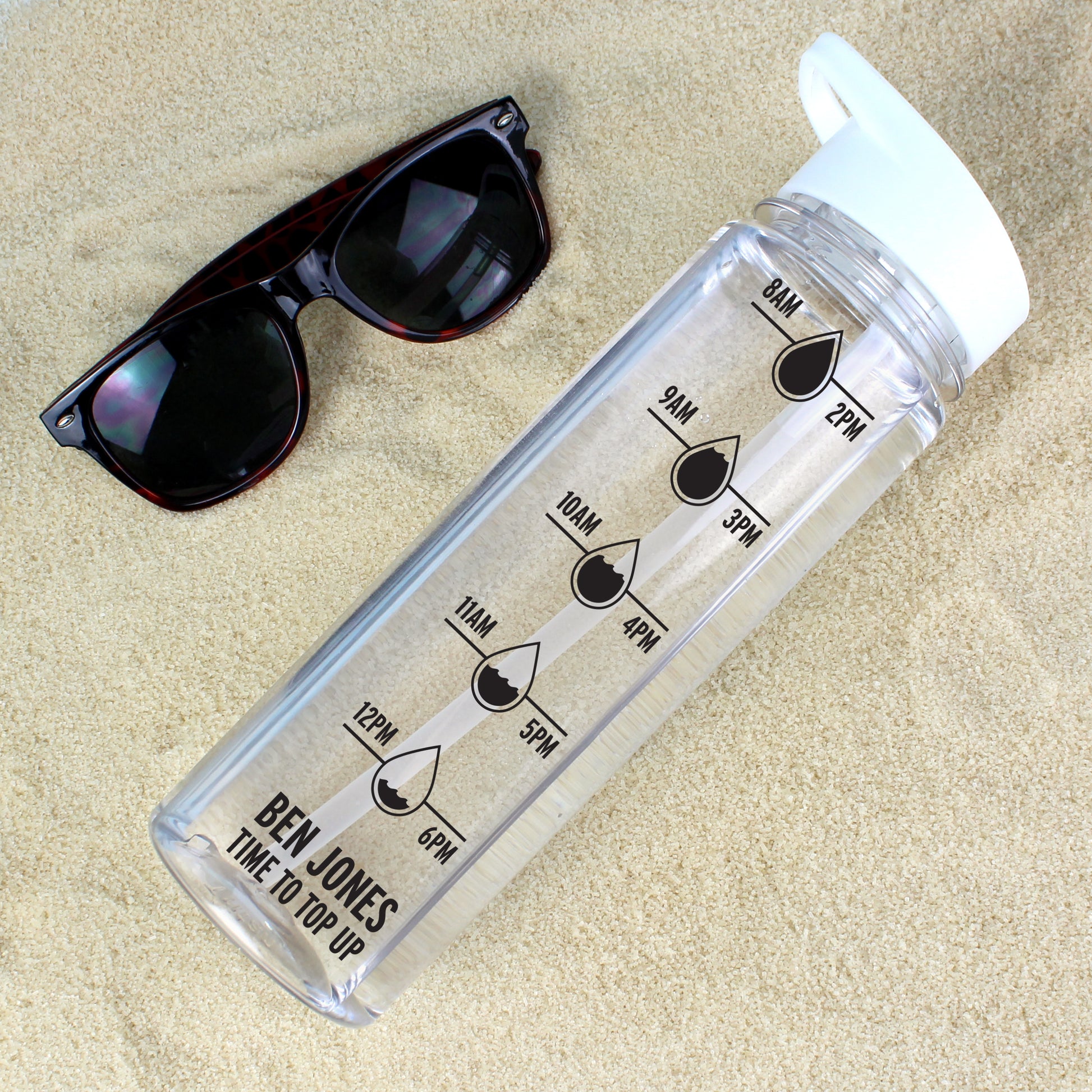 Personalised Black 'Hydration Tracker' Water Bottle - Water Bottle - Inspired Creative Gifts