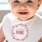 Personalised Pink & Red Hearts Baby Grow, Vest or Bib with Name