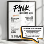 P!nk Setlist Poster - Tacoma Dome, Tacoma - September 3rd, 2024