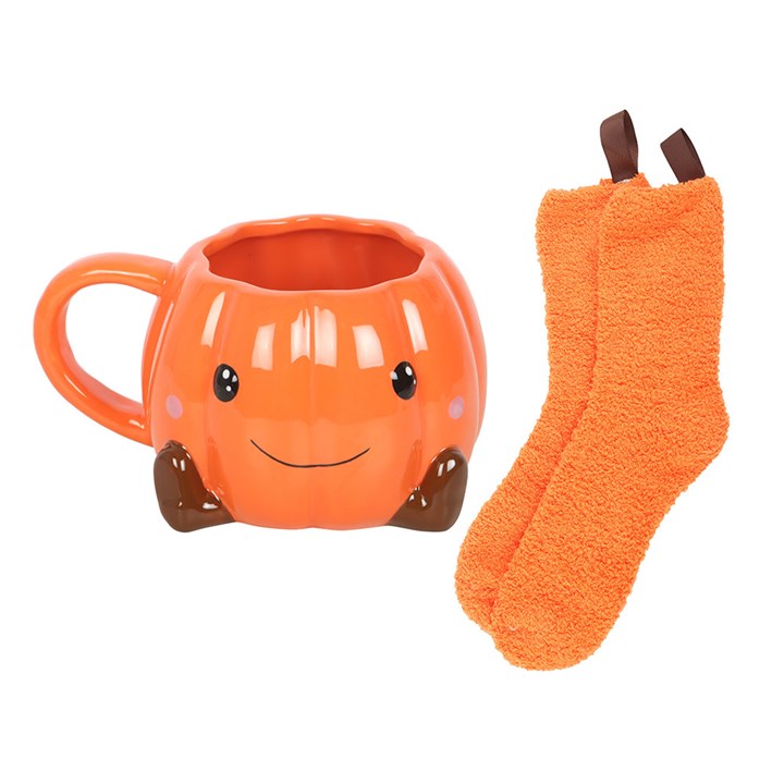 Cute Smiling Pumpkin Mug and Socks Set - Mugs - Inspired Creative Gifts