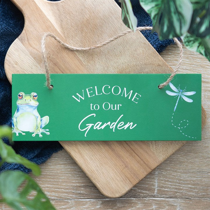 Green Welcome to Our Garden Hanging Sign - Sign - Inspired Creative Gifts