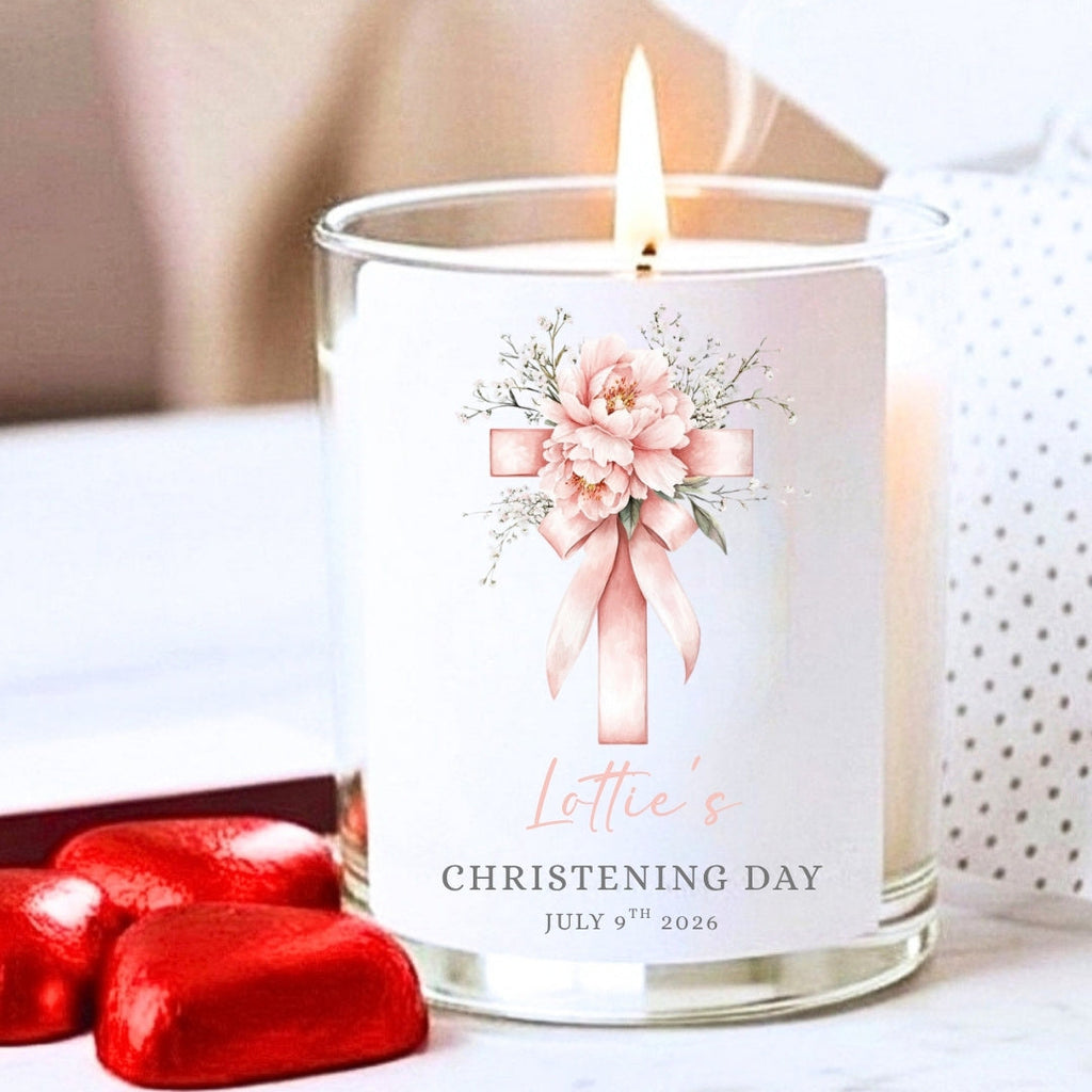 Personalised Pink Christening Day Candle Gift Set