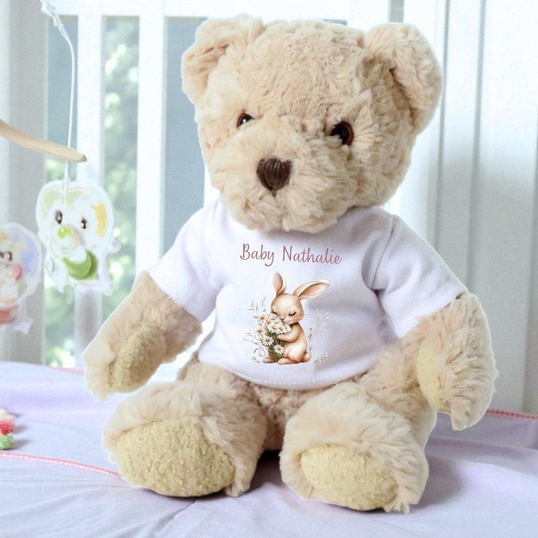Personalised Daisy Bunny Baby Gift Hamper - Teddy & Vest