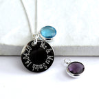 Personalised Edge Engraved Necklace & Birthstone | Gift for Her