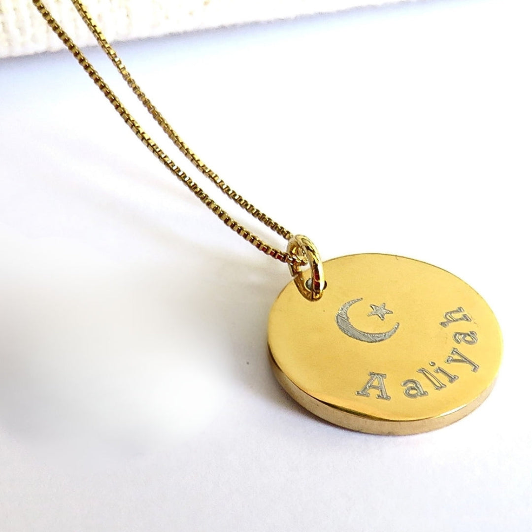 Personalised Eid Engraved Gold Necklace