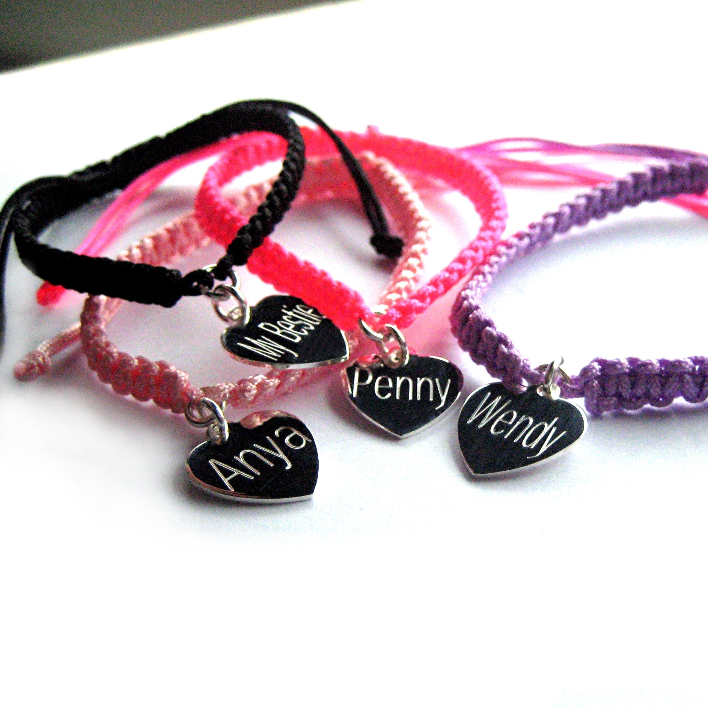 Personalised Heart Charm Friendship Bracelet