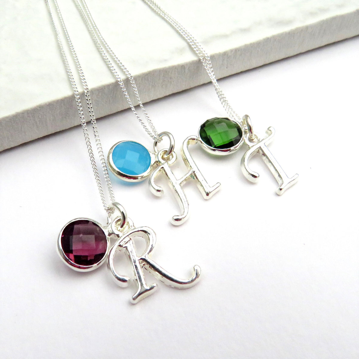 Personalised Initial Birthstone Necklace | Personalised Necklaces