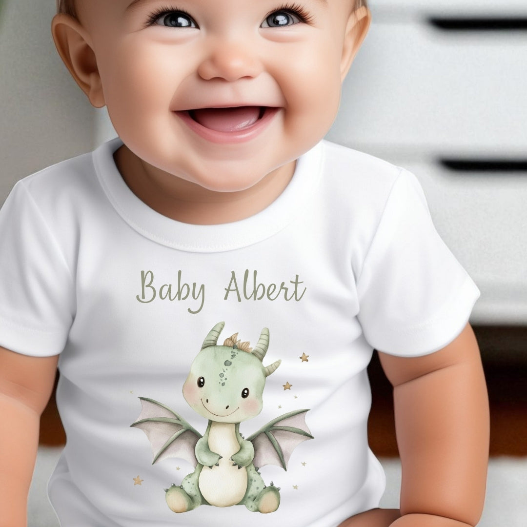 Personalised Little Dinosaur Baby Gift Hamper - Teddy & Vest | Gift Box Baby