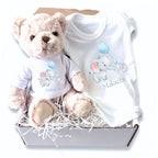 Personalised Little Elephants Baby Gift Hamper - Teddy & Vest | Gift Box Baby | Inspired Creative Gifts