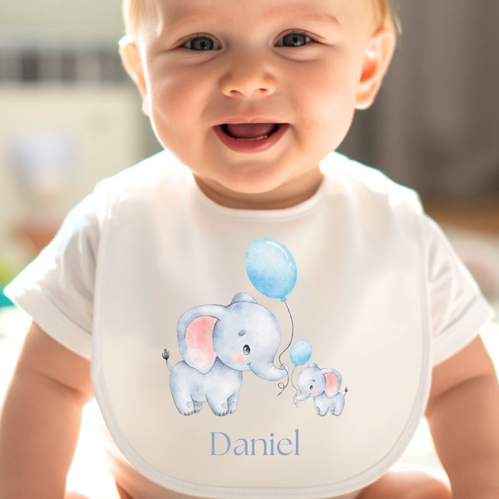 Personalised Little Elephants Baby Grow, Vest or Bib with Name | Baby Gifts
