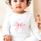 Personalised Pink Bow Christening Baby Grow, Vest or Bib with Name