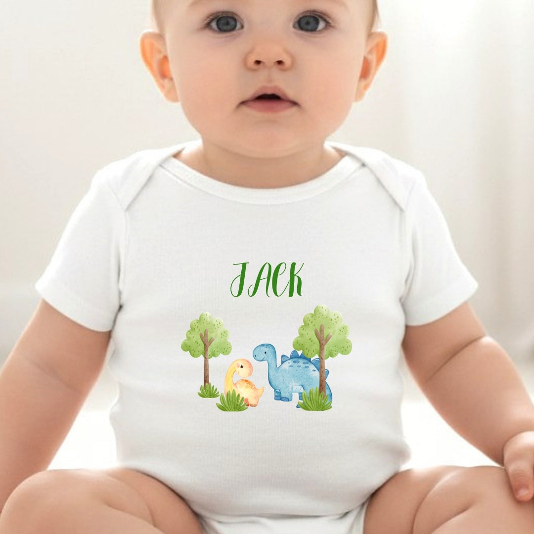 Personalised Baby Dinosaurs Baby Gift Hamper - Teddy & Vest