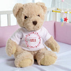 Personalised Luxury Teddy Bear with Pink & Red Hearts T-Shirt