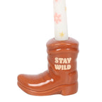 Brown Cowboy Boot Candle Holder with Taper Candle | Candle Holders | Inspired Creative Gifts