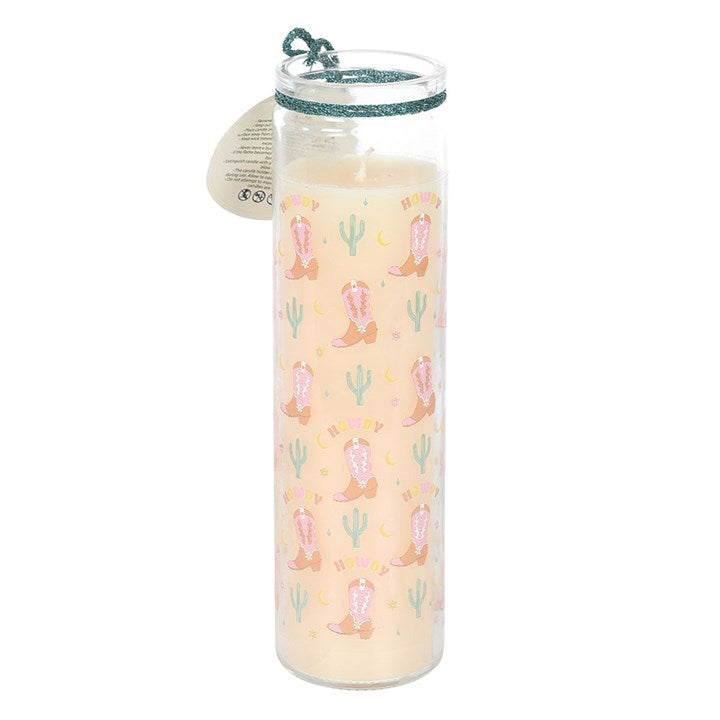 Howdy Cowboy Boot Print Floral Tube Candle - Candles - Inspired Creative Gifts