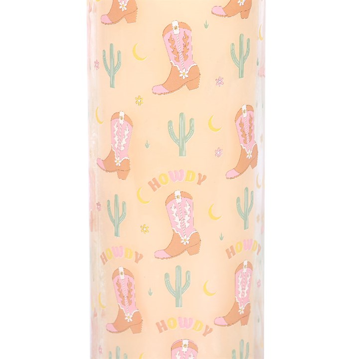 Howdy Cowboy Boot Print Floral Tube Candle - Candles - Inspired Creative Gifts