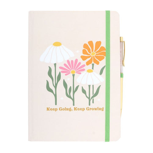 Keep Going, Keep Growing A5 Notebook with Rose Quartz Pen | Inspired Creative Gifts