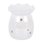 Iridescent White Snowflake Oil Burner and Wax Warmer