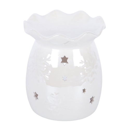 Iridescent White Snowflake Oil Burner and Wax Warmer