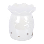 Iridescent White Snowflake Oil Burner and Wax Warmer