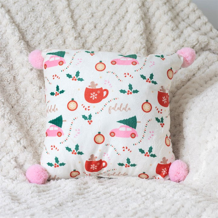 Square Sugarplum Fun Christmas Print Cushion - Cushions - Inspired Creative Gifts