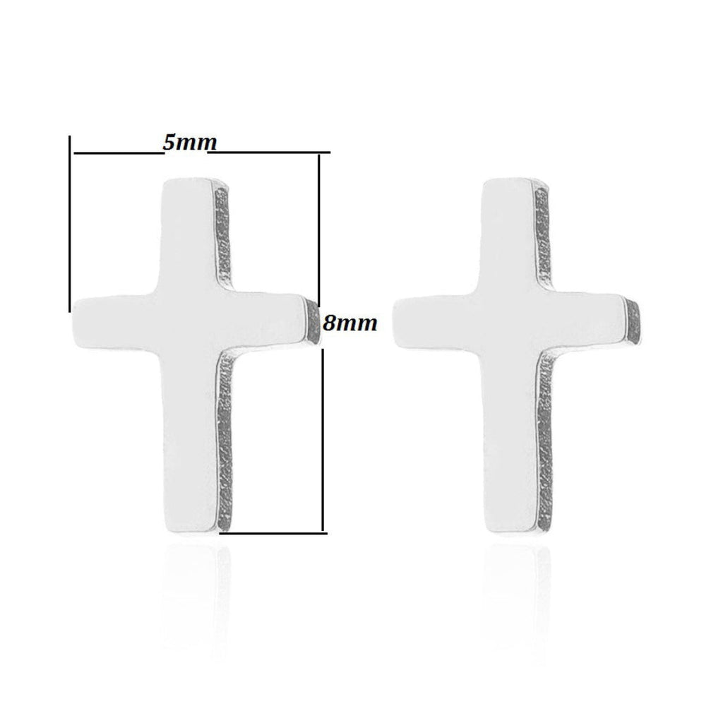 Small Silver Cross Stud Earrings - Christening Gift | Earrings | Inspired Creative Gifts