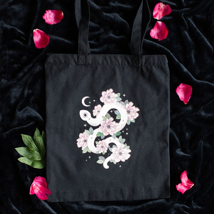 Floral Snake Polycotton Tote Bag - Bags & Purses - Inspired Creative Gifts