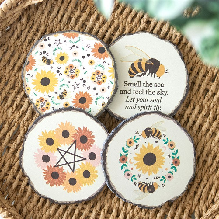 Summer Solstice Wood Slice Coaster Set - Inspired Creative Gifts