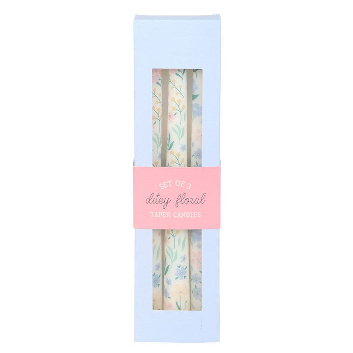 Set of 3 Ditsy Floral Taper Candles - Candles - Inspired Creative Gifts